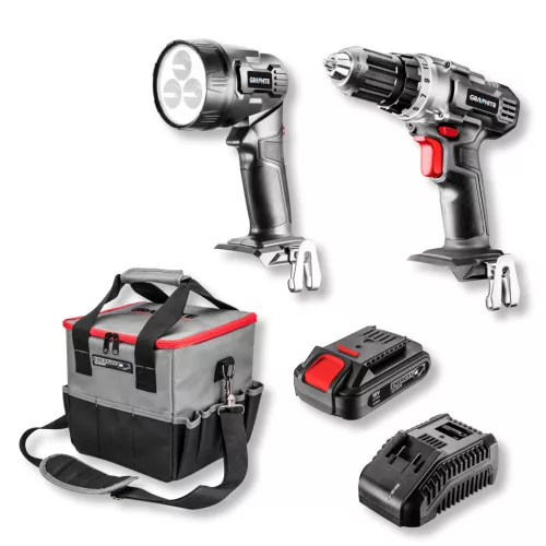 Graphite Akkus gépszett, fúró-, csavarozó 44Nm + lámpa hordtáskában Energy+ (18V) akkuval, töltővel