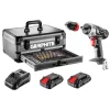 Graphite Akkus cserélhető tokmyányos fúró-, csavarozó, 44Nm  109db tartozékkal kofferben, Energy+ (18V) akkuval, töltővel