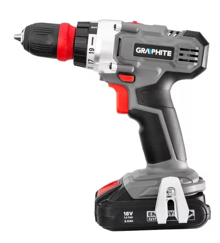 Graphite Akkus cserélhető tokmyányos fúró-, csavarozó kofferben , 44Nm Energy+ (18V) akkuval, töltővel