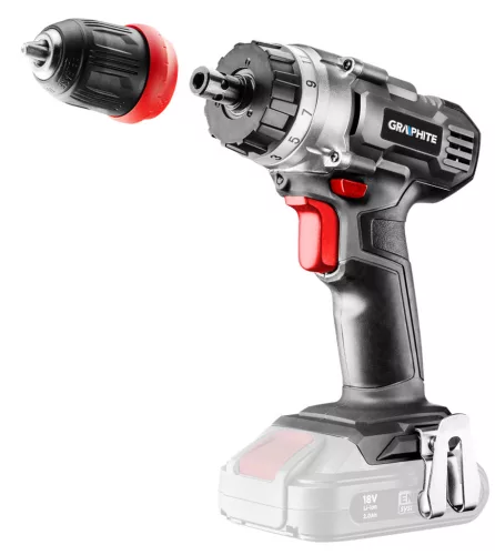Graphite Akkus cserélhető tokmyányos fúró-, csavarozó alapgép, 44Nm Energy+ (18V) (akku és töltő nélkül)