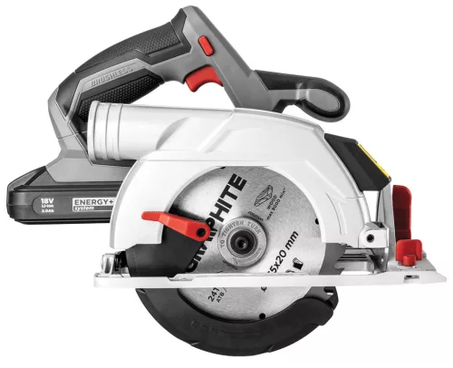Graphite Akkus szénkefementes körfűrész alapgép, 165x20mm Energy+ (18V) (akku és töltő nélkül)