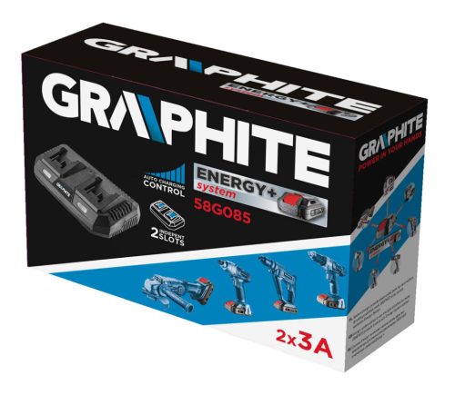 Graphite Dupla akkumulátortöltő, Energy+ (18V)