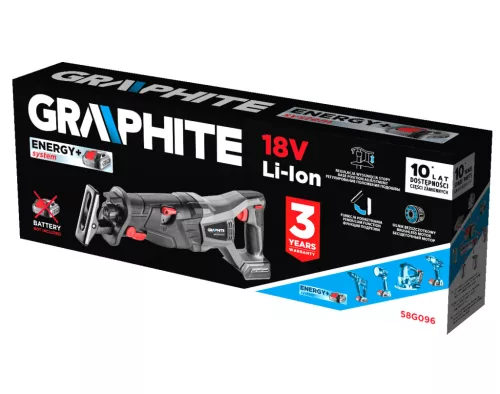 Graphite Akkus szénkefementes orrfűrész alapgép, Energy+ (18V) (akku és töltő nélkül)