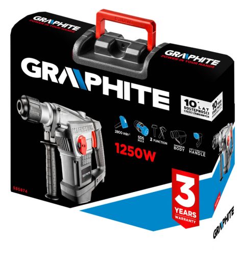 Graphite Fúró-, vésőkalapács kofferben SDS-Max 10J 1250W