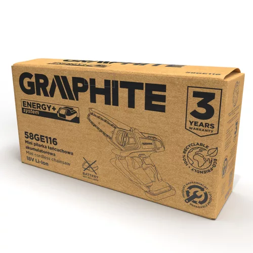 Graphite Akkus mini láncfűrész alapgép 100mm Energy+ (18V) (akku és töltő nélkül)