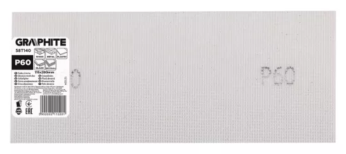 Graphite Csiszolóháló fehér 115x280mm, fa, fém, műanyag, űveg, gipszkarton csiszoláshoz, P60