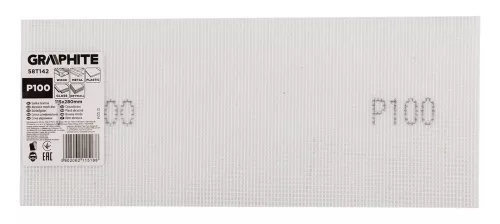 Graphite Csiszolóháló fehér 115x280mm, fa, fém, műanyag, űveg, gipszkarton csiszoláshoz, P100