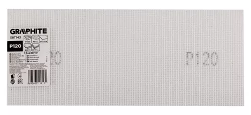 Graphite Csiszolóháló fehér 115x280mm, fa, fém, műanyag, űveg, gipszkarton csiszoláshoz, P120