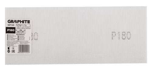 Graphite Csiszolóháló fehér 115x280mm, fa, fém, műanyag, űveg, gipszkarton csiszoláshoz, P180