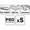 Graphite Csiszolókorong tépőzáras 150mm, P80, 5db