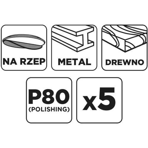 Graphite Csiszolókorong tépőzáras 150mm, P80, 5db