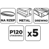 Graphite Csiszolókorong tépőzáras 150mm, P120, 5db