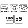 Graphite Csiszolókorong tépőzáras 150mm, P180, 5db