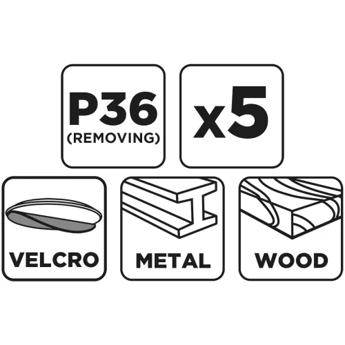 Graphite Csiszolókorong tépőzáras 125mm, P36, 5db