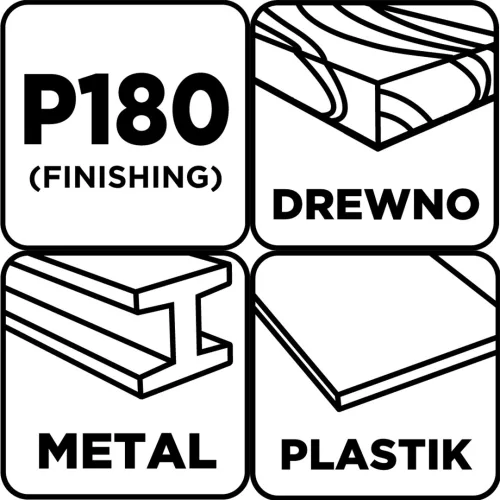 Graphite Csiszolópapír tépőzáras 93x230mm, P180, 5db