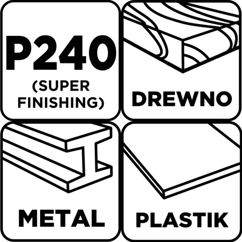 Graphite Csiszolópapír tépőzáras 93x230mm, P240, 5db