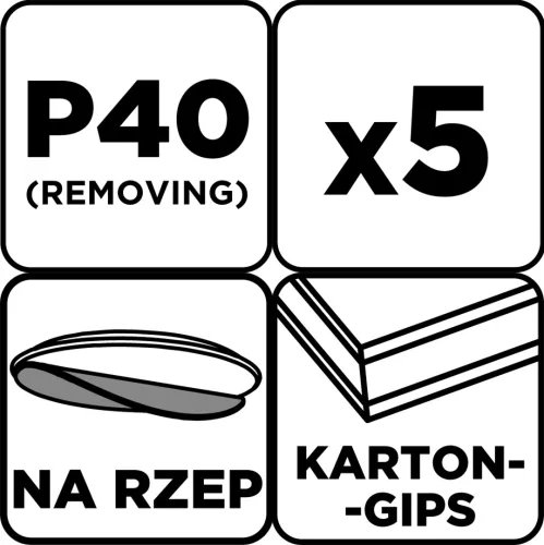 Graphite Csiszolókorong perforált, tépőzáras 225mm, P40, 5db