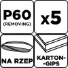 Graphite Csiszolókorong perforált, tépőzáras 225mm, P60, 5db