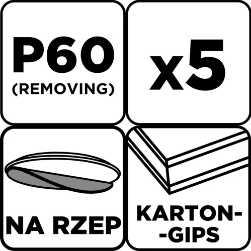 Graphite Csiszolókorong perforált, tépőzáras 225mm, P60, 5db