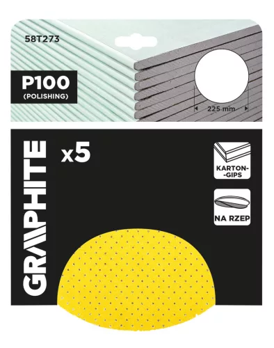 Graphite Csiszolókorong perforált, tépőzáras 225mm, P100, 5db