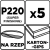 Graphite Csiszolókorong perforált, tépőzáras 225mm, P220, 5db