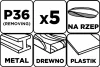 Graphite Csiszolókorong tépőzáras 125mm, P36, 8 lyukkal, 5db