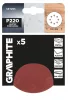 Graphite Csiszolókorong tépőzáras 125mm, P220, 8 lyukkal, 5db