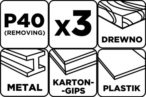 Graphite Csiszolószalag 75x457mm, P40, 3db