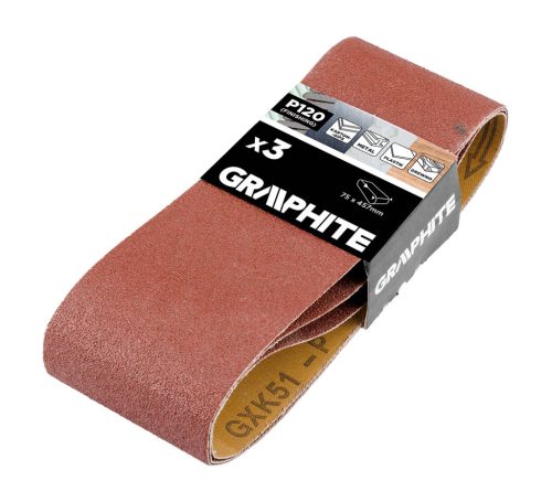 Graphite Csiszolószalag 75x457mm, P120, 3db