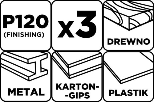 Graphite Csiszolószalag 75x457mm, P120, 3db