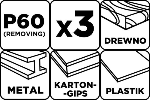 Graphite Csiszolószalag 75x533mm, P60, 3db