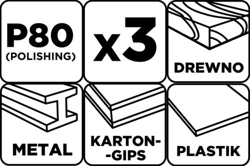 Graphite Csiszolószalag 75x533mm, P80, 3db