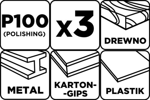 Graphite Csiszolószalag 75x533mm, P100, 3db
