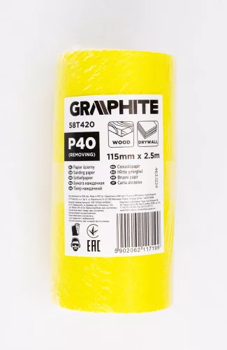 Graphite Csiszolópapír tekercs 2,5mx115mm, P40