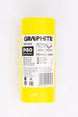 Graphite Csiszolópapír tekercs 2,5mx115mm, P80