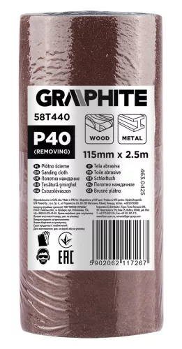 Graphite Csiszolóvászon tekercs 2,5mx115mm, P40