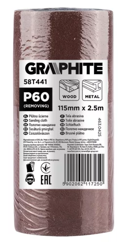 Graphite Csiszolóvászon tekercs 2,5mx115mm, P60