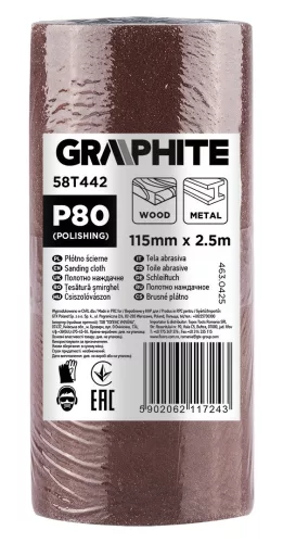 Graphite Csiszolóvászon tekercs 2,5mx115mm, P80
