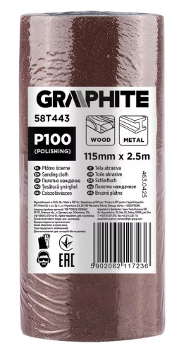 Graphite Csiszolóvászon tekercs 2,5mx115mm, P120