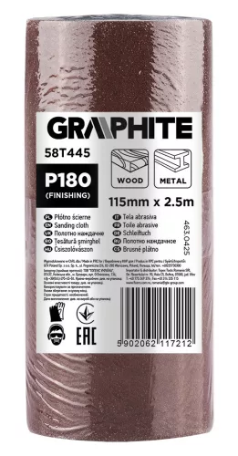 Graphite Csiszolóvászon tekercs 2,5mx115mm, P180