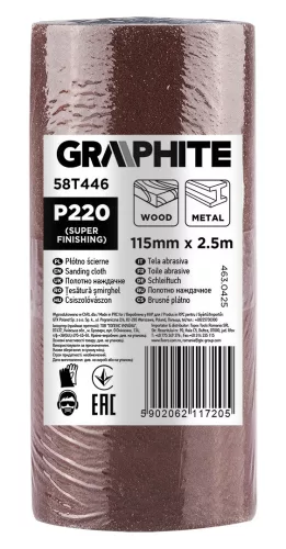 Graphite Csiszolóvászon tekercs 2,5mx115mm, P220