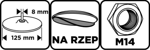 Graphite Rugalmas csiszolótányér, tépőzáras, 125mm, M14 + befogócsap