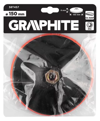 Graphite Rugalmas csiszolótányér, tépőzáras, 150x8mm, M14