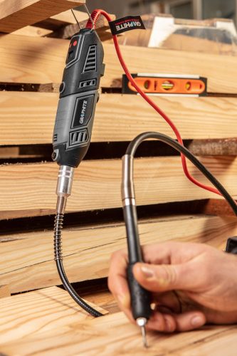 Graphite Mini fúró- és csiszológép 170W, fordulatszám kijelző, kofferben, 190db kiegészítő