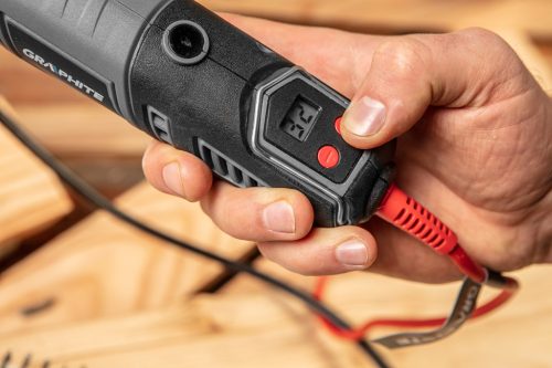 Graphite Mini fúró- és csiszológép 170W, fordulatszám kijelző, kofferben, 190db kiegészítő