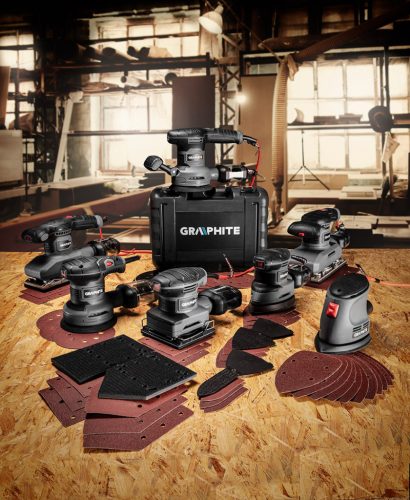 Graphite Deltacsiszoló 105W, 140x140x97mm, 12db csiszolópapírral (60, 80, 120)