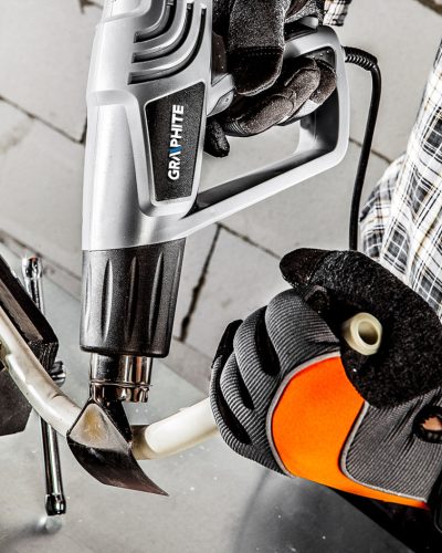 Graphite Hőlégfúvó 2000W, I:50C, II: 350C, III: 550C, kofferben 5db kiegészítővel