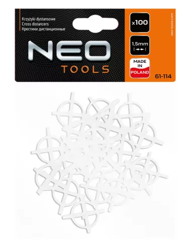 Neo Tools Hézagoló-, fugakereszt körmerevítéssel 1,5mm, 100db
