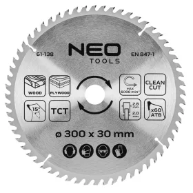   Neo Tools Körfűrészlap tiszta vágáshoz, 300x30mm, 60 fog