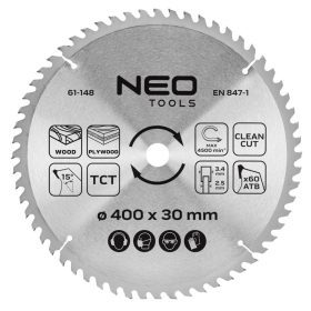   Neo Tools Körfűrészlap tiszta vágáshoz, 400x30mm, 60 fog